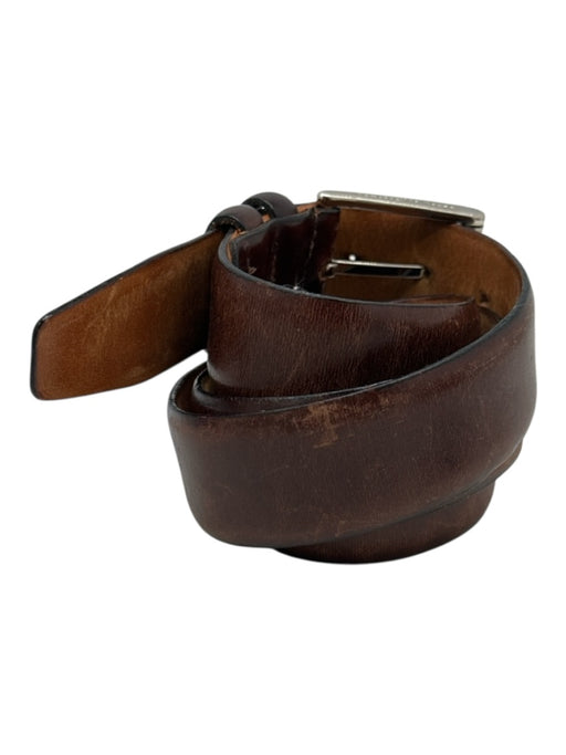 Ermenegildo Zegna Brown Leather Solid Men's Belt Brown