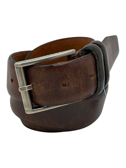 Ermenegildo Zegna Brown Leather Solid Men's Belt Brown