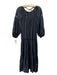 Marie Oliver Size XXS Black Cotton & Silk Wide Neck Long Sleeve Midi Dress Black / XXS