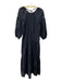 Marie Oliver Size XXS Black Cotton & Silk Wide Neck Long Sleeve Midi Dress Black / XXS