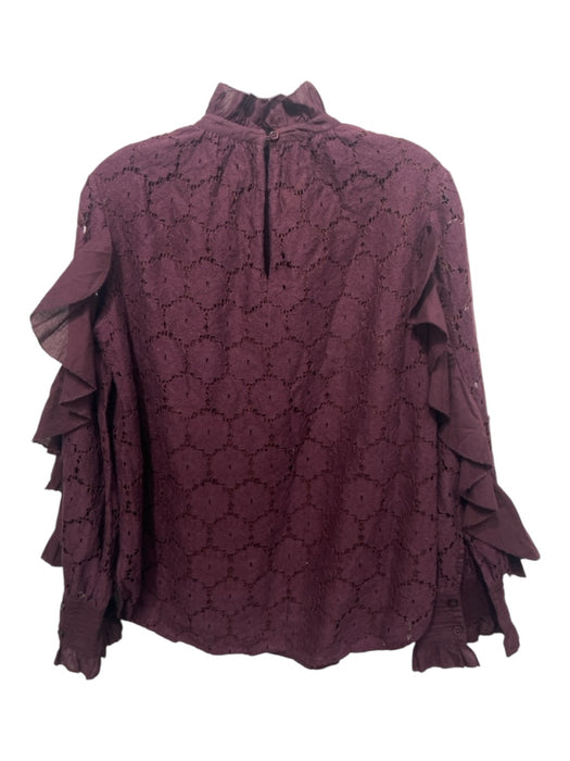 A Piece Apart Size 6 Purple Cotton Lace Ruffle Collar Long Sleeve Top Purple / 6