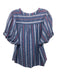 XiRENA Size M Blue & Pink Cotton Vertical Stripes Button & Hook Cuffed Top Blue & Pink / M