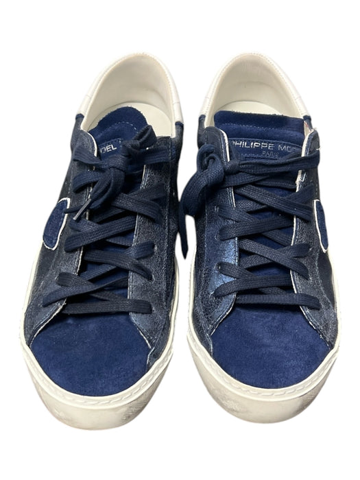 Philippe Model Shoe Size 39 Blue & White Leather Low Top lace up Round Toe Shoes Blue & White / 39