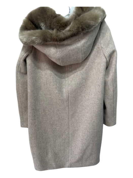 Lauren Ralph Lauren Size 2 Taupe Gray Wool Blend Faux Fur Hood Peacoat Coat Taupe Gray / 2