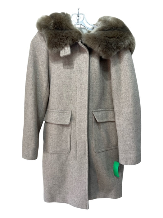 Lauren Ralph Lauren Size 2 Taupe Gray Wool Blend Faux Fur Hood Peacoat Coat Taupe Gray / 2