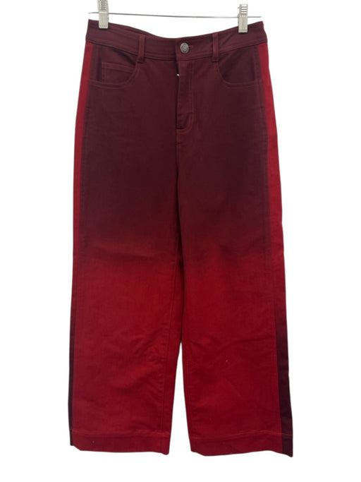 5a7 Cinq a Sept Size 2 Red Cotton Gradient Zip Fly High Rise Pants Red / 2