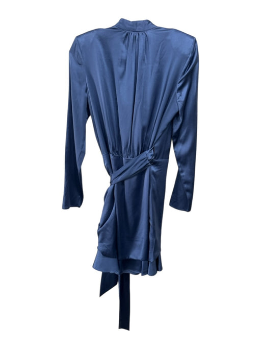 Veronica Beard Size 4 Slate Blue Silk Long Sleeve Tie Waist Knee Length Dress Slate Blue / 4