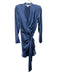 Veronica Beard Size 4 Slate Blue Silk Long Sleeve Tie Waist Knee Length Dress Slate Blue / 4