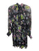 5a7 Cinq a Sept Size 0 Black & Multi Polyester Long Sleeve Floral Tie Neck Dress Black & Multi / 0
