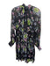 5a7 Cinq a Sept Size 0 Black & Multi Polyester Long Sleeve Floral Tie Neck Dress Black & Multi / 0