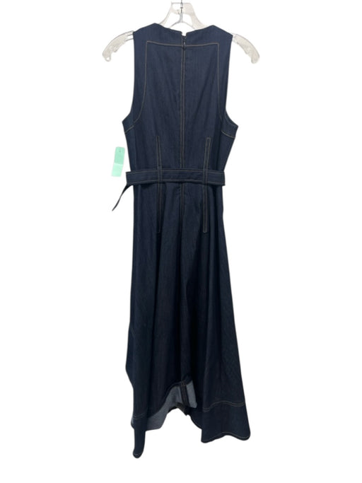 Cinq a Sept Size XS Dark Blue Cotton Blend Denim Sleeveless Stitch Detail Dress Dark Blue / XS