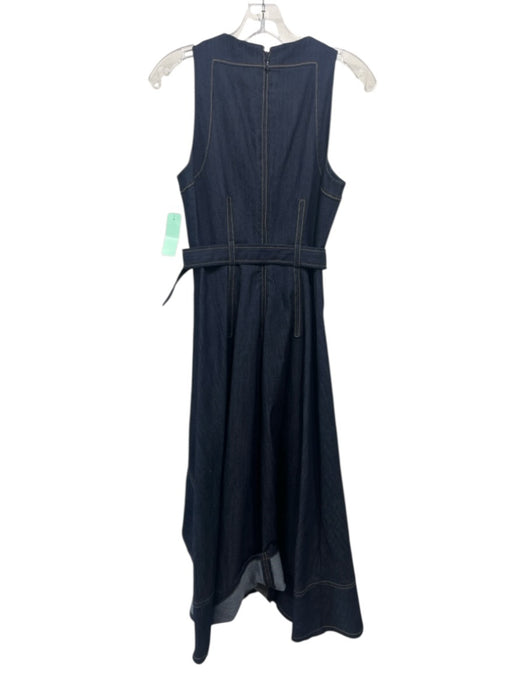 Cinq a Sept Size XS Dark Blue Cotton Blend Denim Sleeveless Stitch Detail Dress Dark Blue / XS