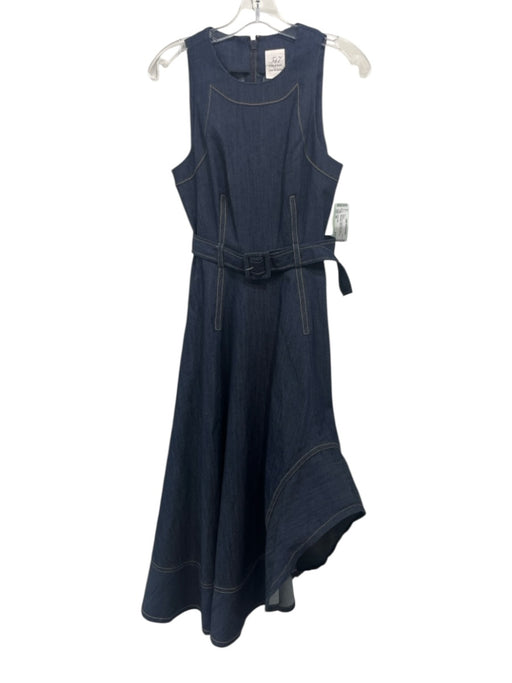Cinq a Sept Size XS Dark Blue Cotton Blend Denim Sleeveless Stitch Detail Dress Dark Blue / XS