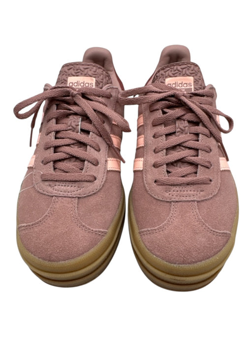 Adidas Shoe Size 7 Mauve Pink & Brown Suede Low Top Platform Stripe Sneakers Mauve Pink & Brown / 7