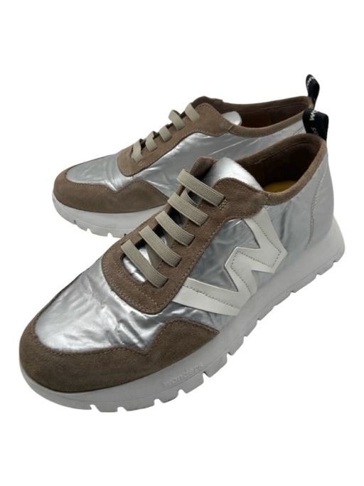 Wonders Shoe Size 38 White, Gray, Brown Suede Accents Colorblock Sneakers White, Gray, Brown / 38