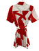 Milly Size 2 White & Red Cotton Blend Short Sleeve Abstract Print Collared Dress White & Red / 2
