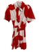 Milly Size 2 White & Red Cotton Blend Short Sleeve Abstract Print Collared Dress White & Red / 2