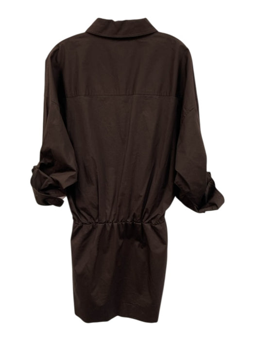 Staud Size XS Brown Cotton Blend 3/4 Sleeve Button Front Collared Dress Brown / XS