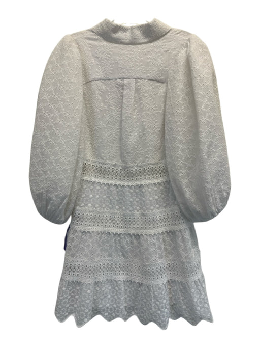Alice + Olivia Size 0 White Polyester Floral Eyelet Paisley 1/2 Button Dress White / 0
