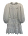 Alice + Olivia Size 0 White Polyester Floral Eyelet Paisley 1/2 Button Dress White / 0