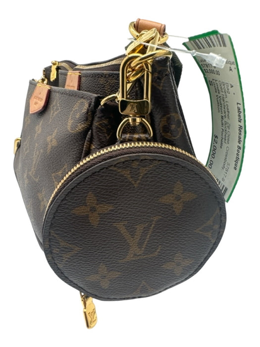 Louis Vuitton Brown Leather Zip Close Crossbody Gold Hardware Bag Brown / S