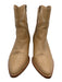 Valentino Shoe Size 39.5 Beige Side Zip Western Stacked Heel Mid Calf Boots Beige / 39.5