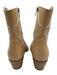 Valentino Shoe Size 39.5 Beige Side Zip Western Stacked Heel Mid Calf Boots Beige / 39.5