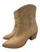 Valentino Shoe Size 39.5 Beige Side Zip Western Stacked Heel Mid Calf Boots Beige / 39.5