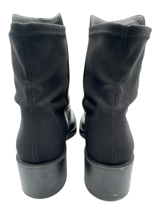 Stuart Weitzman Shoe Size 8.5 Black Leather & Textile Upper Stacked Heel Boots Black / 8.5