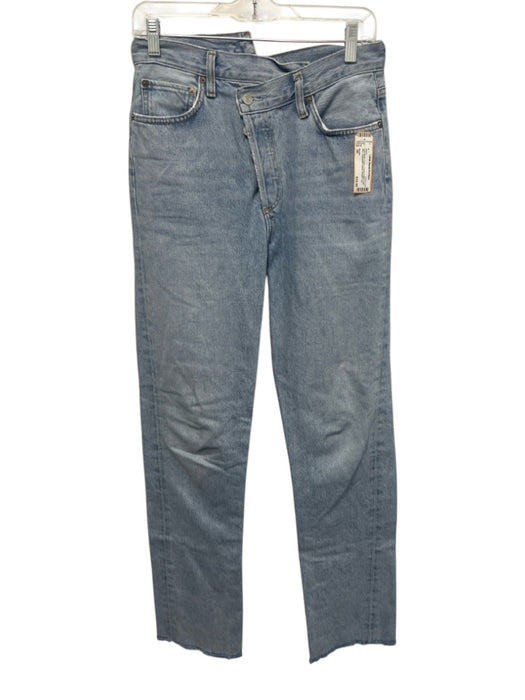 Agolde Size 26 Light Wash Cotton Frayed Edges High Rise Asymmetric Waist Jeans Light Wash / 26