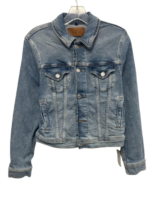 7 For All Mankind Size S Medium Wash Cotton Blend Denim Pockets Jacket Medium Wash / S