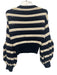 Self Portrait Size M Navy blue & Cream Cotton Blend Open Knit Stripe Sweater Navy blue & Cream / M