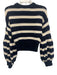 Self Portrait Size M Navy blue & Cream Cotton Blend Open Knit Stripe Sweater Navy blue & Cream / M