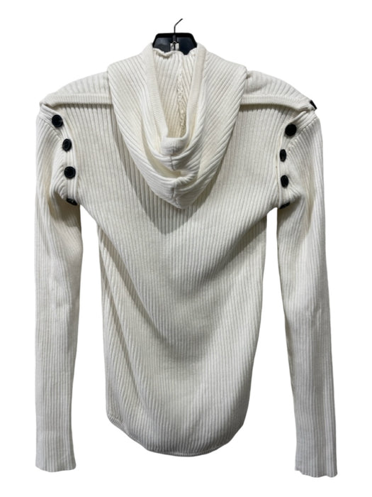 Elliatt Size S White Viscose Blend Rib Knit Yoke Detail Button Detail Top White / S