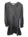 Karina Grimaldi Size M Black & Gold Polyester Surplice Long Sleeve Mini Dress Black & Gold / M