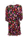 Marella Size 0 Black & Pink Print Polyester Floral Half Puff Sleeve Dress Black & Pink Print / 0