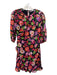 Marella Size 0 Black & Pink Print Polyester Floral Half Puff Sleeve Dress Black & Pink Print / 0