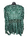 Rococo Sand Size S Green, White & Blue Viscose Velvet Animal Print V Neck Top Green, White & Blue / S