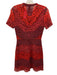 Sandro Size 1 Pink & Burgundy Polyamide Short Sleeve Floral Lace Striped Dress Pink & Burgundy / 1