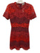 Sandro Size 1 Pink & Burgundy Polyamide Short Sleeve Floral Lace Striped Dress Pink & Burgundy / 1