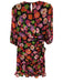 Marella Size 0 Black, Red, Green Polyester Half Puff Sleeve Floral Pleated Dress Black, Red, Green / 0