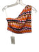De Loreta Size Small Pink, Orange, Blue Cotton Sleeveless Plaid One Shoulder Top Pink, Orange, Blue / Small