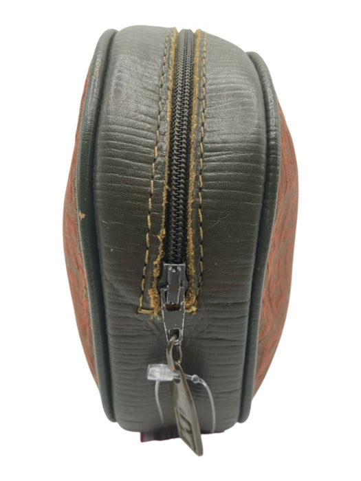 Fendi Orange & Green Leather & Canvas Zip Close Zucca Cosmetic Bag Bag Orange & Green / Small
