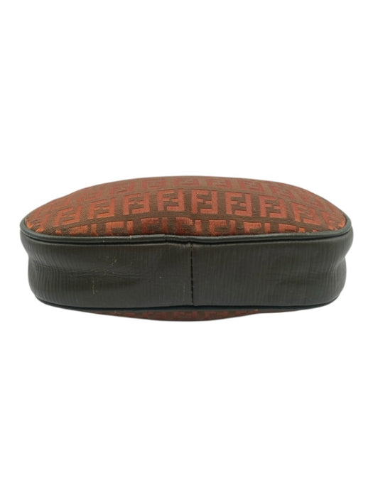 Fendi Orange & Green Leather & Canvas Zip Close Zucca Cosmetic Bag Bag Orange & Green / Small