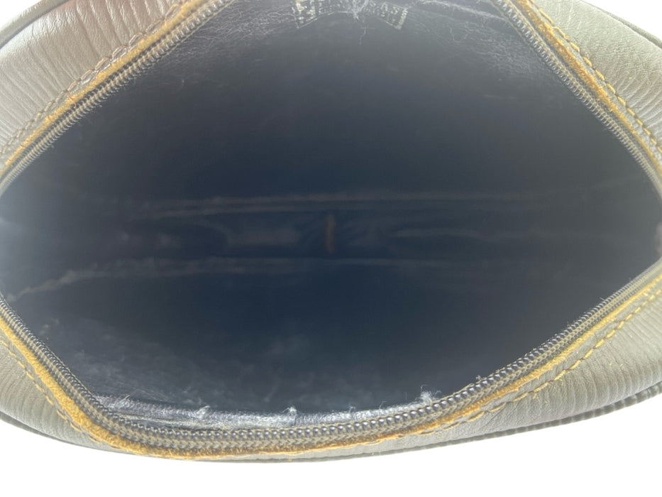 Fendi Orange & Green Leather & Canvas Zip Close Zucca Cosmetic Bag Bag Orange & Green / Small