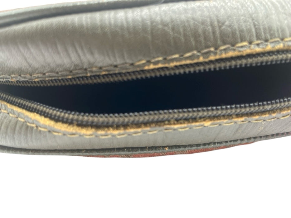 Fendi Orange & Green Leather & Canvas Zip Close Zucca Cosmetic Bag Bag Orange & Green / Small