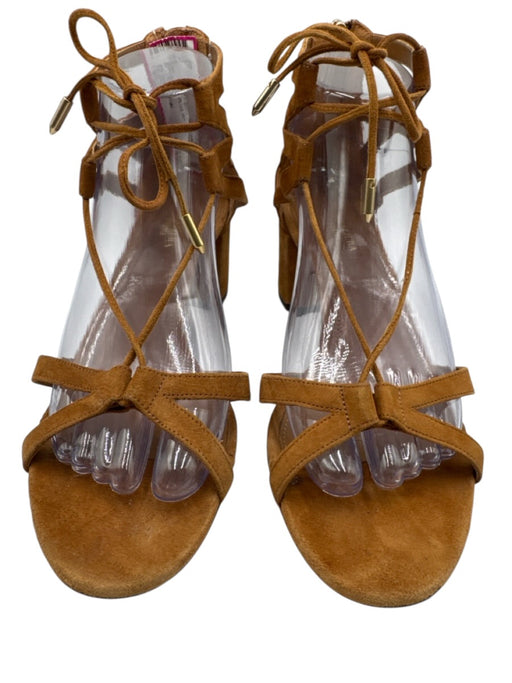 Aquazzura Shoe Size 39 Brown Leather Suede Cut Out lace up Open Toe Sandals Brown / 39