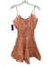 Peixoto Size S Pink & Orange Cotton Shirred Waist Floral Tie Back Mini Dress Pink & Orange / S