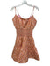 Peixoto Size S Pink & Orange Cotton Shirred Waist Floral Tie Back Mini Dress Pink & Orange / S