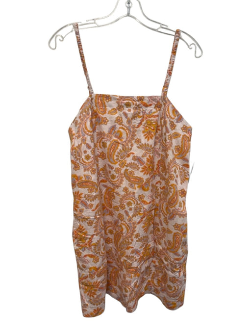 Current Air Size S Orange, White, Blue Linen Paisley pocket Shift Dress Orange, White, Blue / S